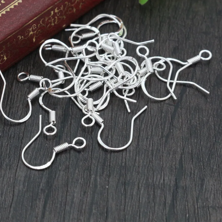 Authentic 50pcs 16mm 925 Sterling Silver Plated Findings Earring Hooks Clasp Accessories For DIY Jewelry Making Jewelrys