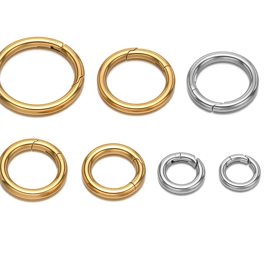Authentic 2Pcs/Lot Round Spring Clasps Gold Plated Keyrings Buckles Connectors for DIY Jewelry Bag Hooks Making Components