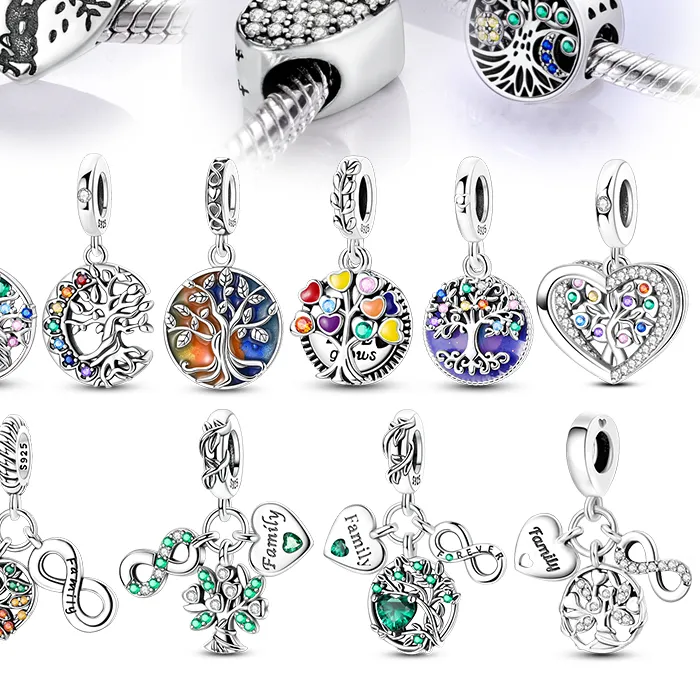 Authentic 925 Sterling Silver Charm Beads The Tree of Life Pendant For Original Bracelet Women DIY