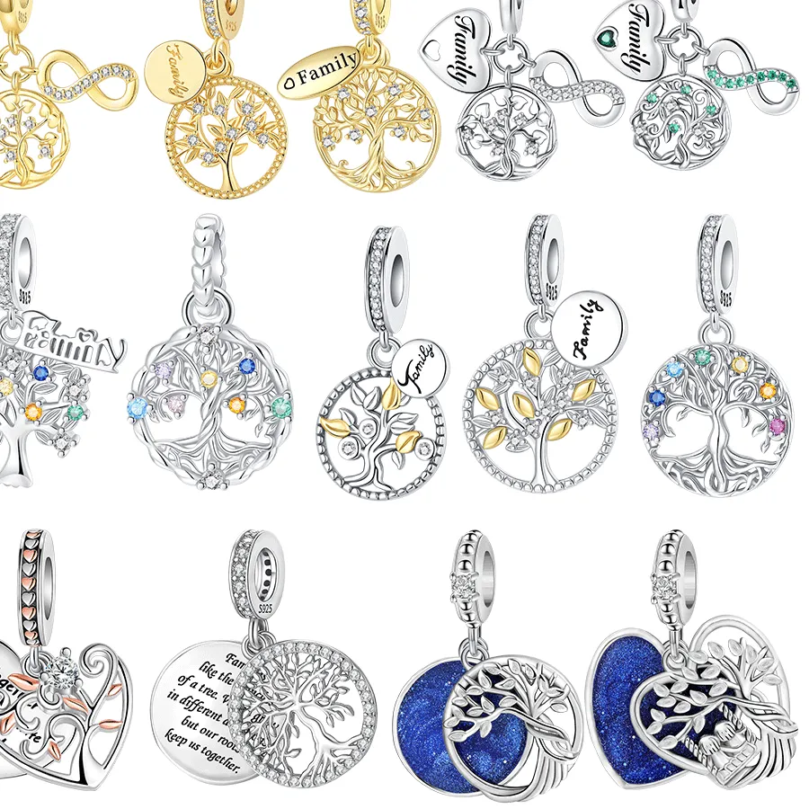 Authentic 925 Sterling Silver Tree Of Life Forever Family Yggdrasil Pendant Diy Fit Original Bangle Charms Bracelet Jewelry