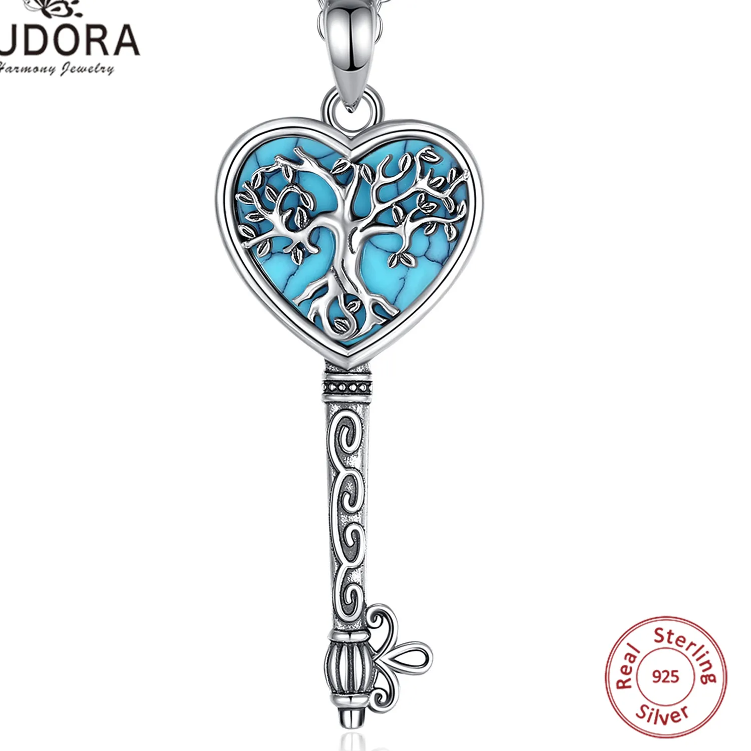 Authentic Sacred Roots: Tree of Life Necklace with Turquoise Heart