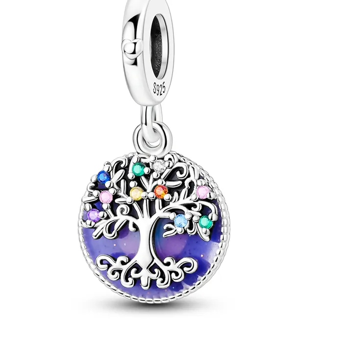 Authentic 925 Sterling Silver Colorful Tree Of Life Family Charms Pendant Fit Original Bracelet DIY Women Exquisite Birthday Jewelry Gifts