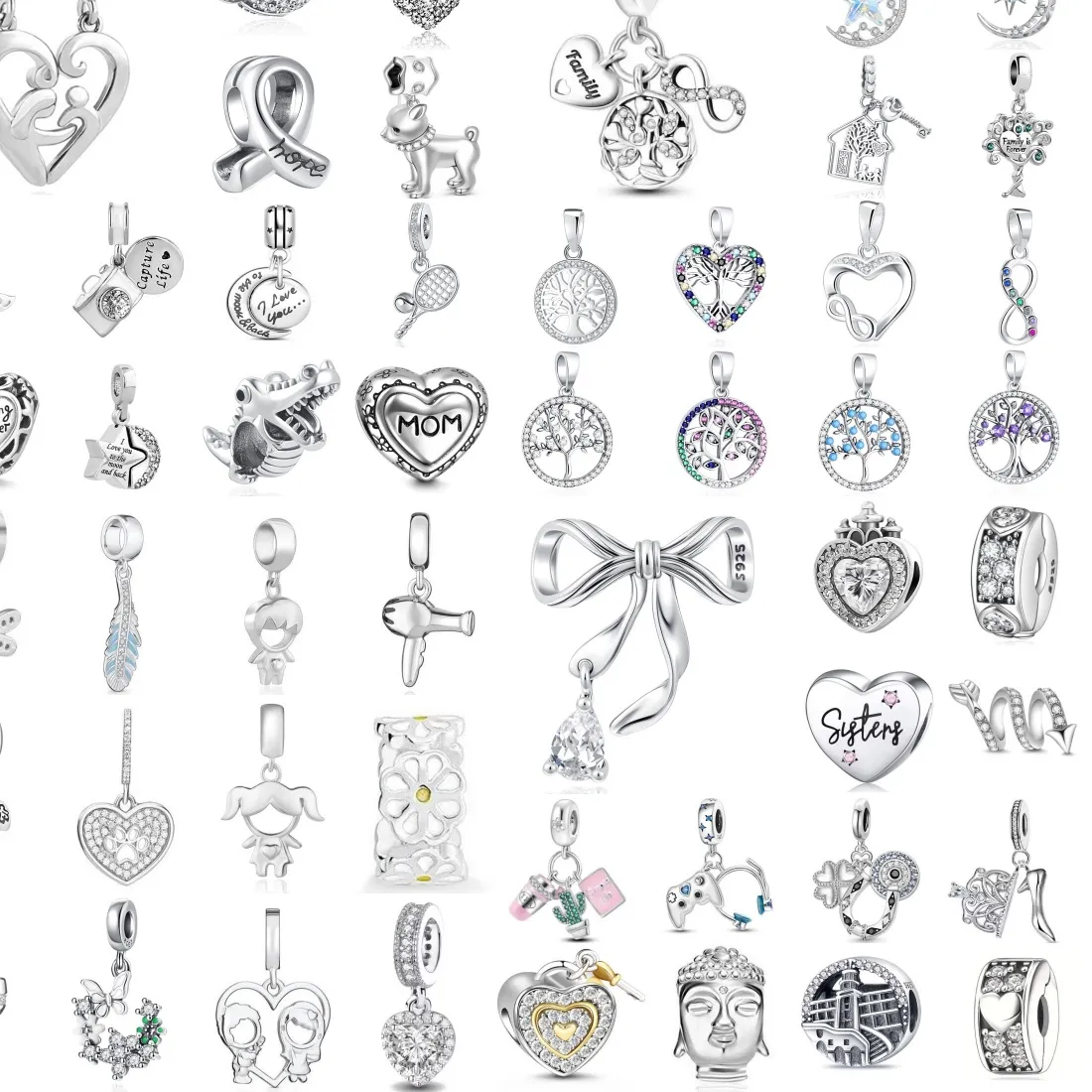 Authentic Exquisite 925 sterling silver Tree of Life Dog Love Bow Pendant Suitable for Original Bracelet DIY Women's Birthday Jewelry