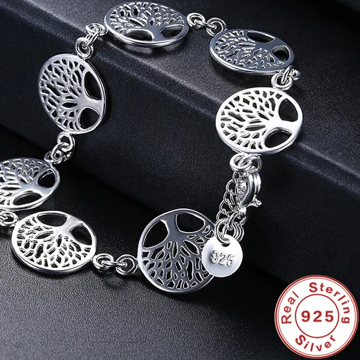 Authentic 925 Sterling Silver Bracelet Tree Of Life Bracelet Jewelry