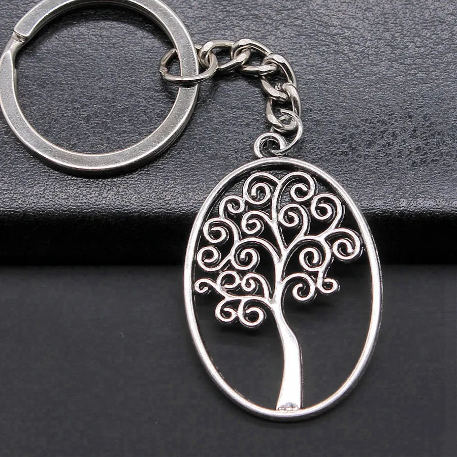 Authentic Tree Of Life Keychains 28Mm Ring Male Jewelry Mother's Day Findings & Components