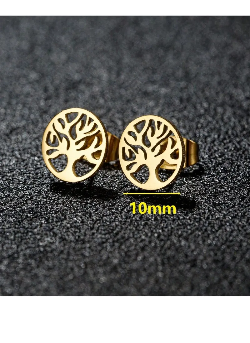 Authentic Tree Of Life Stainless Steel Stud Earrings For Adults Unisex Jewelry Gift