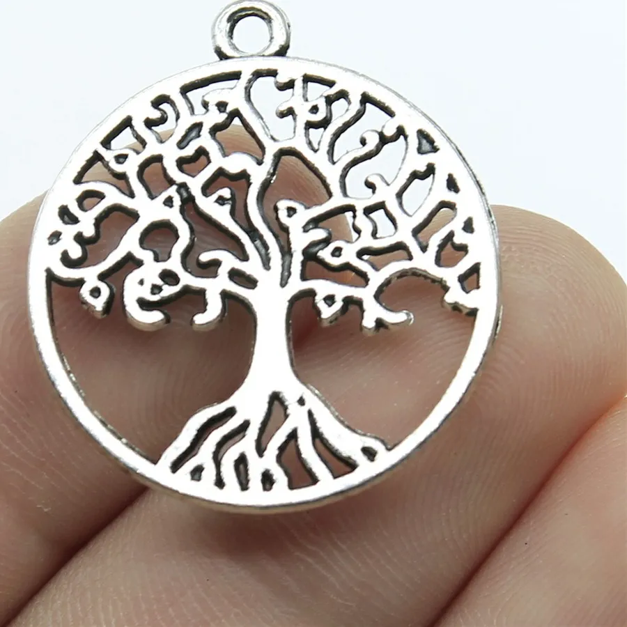 Authentic WYSIWYG 10pcs 25x25mm Charm Tree Of Life 3 Colors Round Tree Charms Tree Of Life Pendant Charms For Jewelry Making