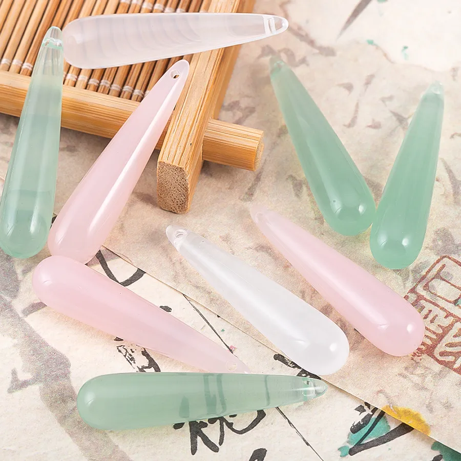 Authentic 2/10pcs Long Water Drop Acrylic Resin Beads For DIY Chinese Style Hair Accessories Hairpins Step Shake Pendants Jewelry Material