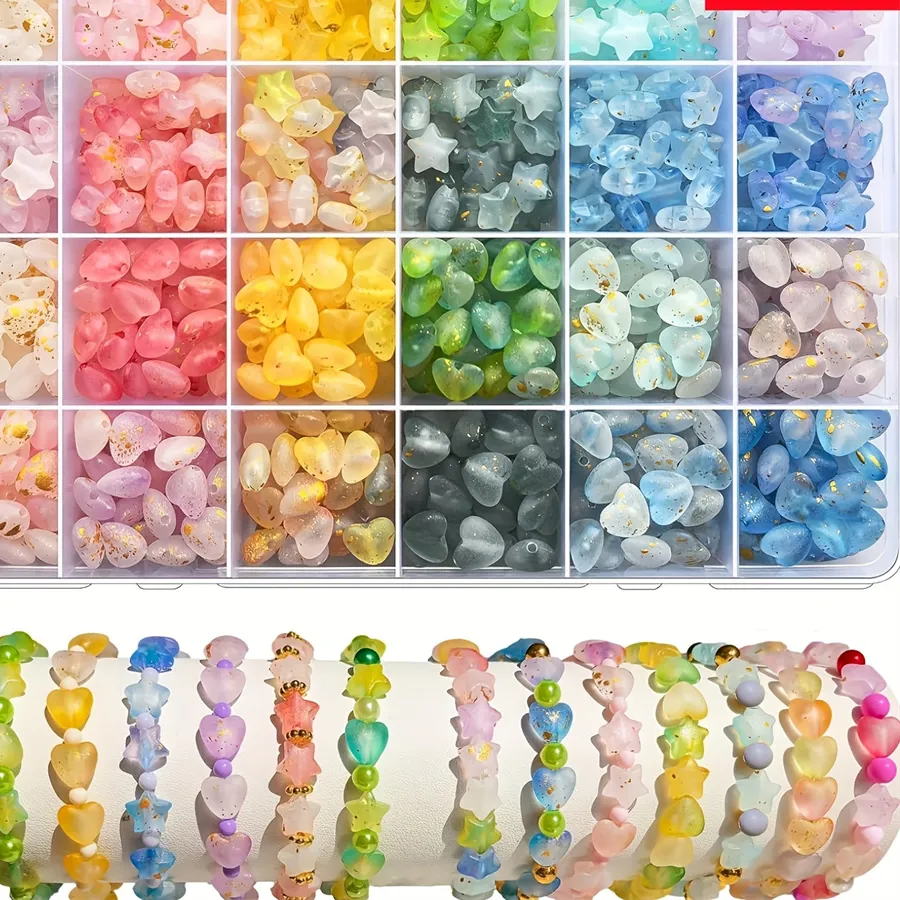 Authentic Celestial Star‑Moon Bead Kit: 24‑Grid Radiant Mix for Enchanting Bracelets & Necklaces