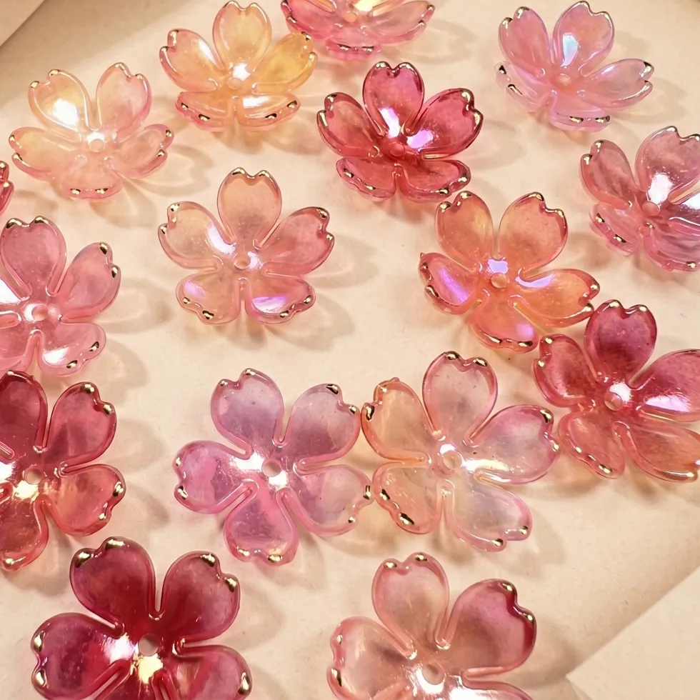 Authentic Ethereal Sakura Manifestation Petals - Gradient Blossom Beads for Spiritual Adornment