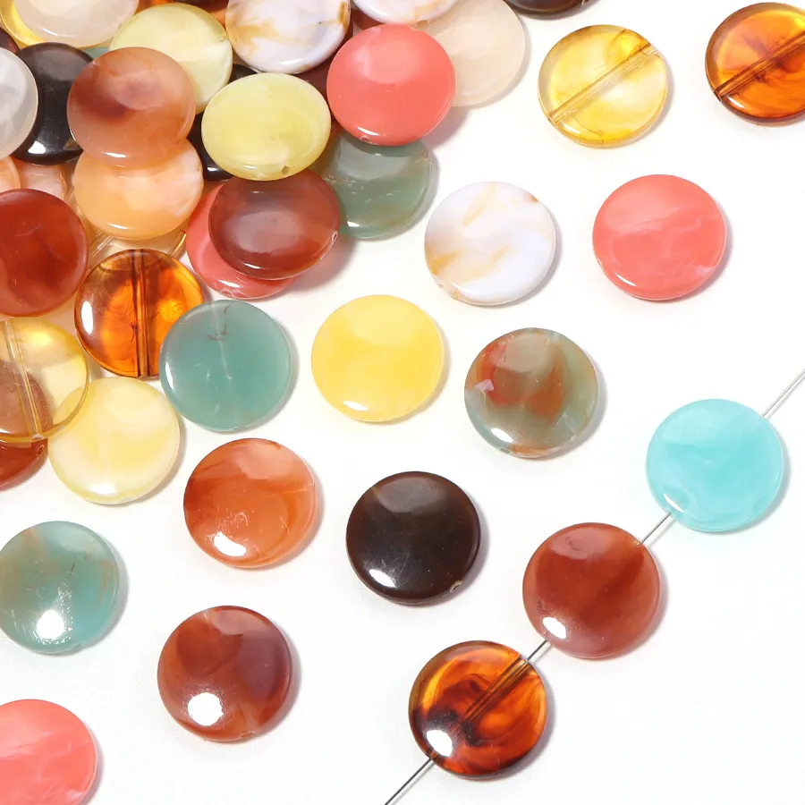 Authentic 30pcs/lot Dual Color Round Disc Acrylic Beads Round Flat Loose Spacer Beads For Jewelry Making DIY Necklace Bracelet Accessories