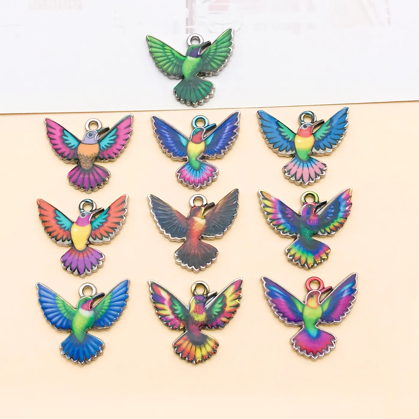 Authentic 5/10pcs 19x21mm Acrylic Colorful Hummingbird Charms Pendants DIY Accessories Craft for Necklace Earrings Keychain Jewelry Making