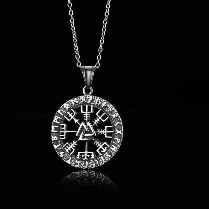 Authentic Norse Vikings Pendant Vegvisir Compass Nordic Runes Odin Men Women Necklace