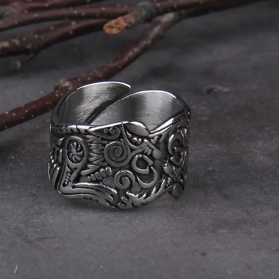 Authentic Viking Vegvisir Statement Rings Never Fade Nordic Viking Wolf Adjustable Rings Jewelry