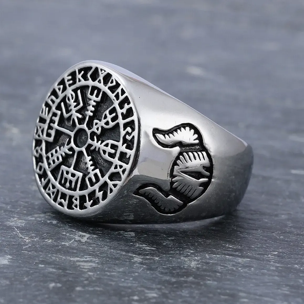 Authentic Wayfarer's Compass The Vegvisir Viking Rune Ring