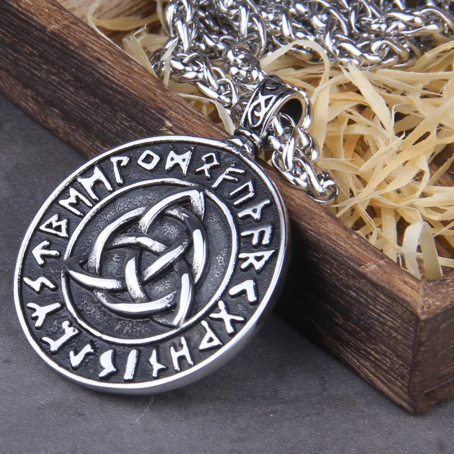 Authentic Viking Icelandic Vegvisir Helmet Horror In Runic Circle Pendant Magical Staves Compass Rune Amulet Collier Necklace