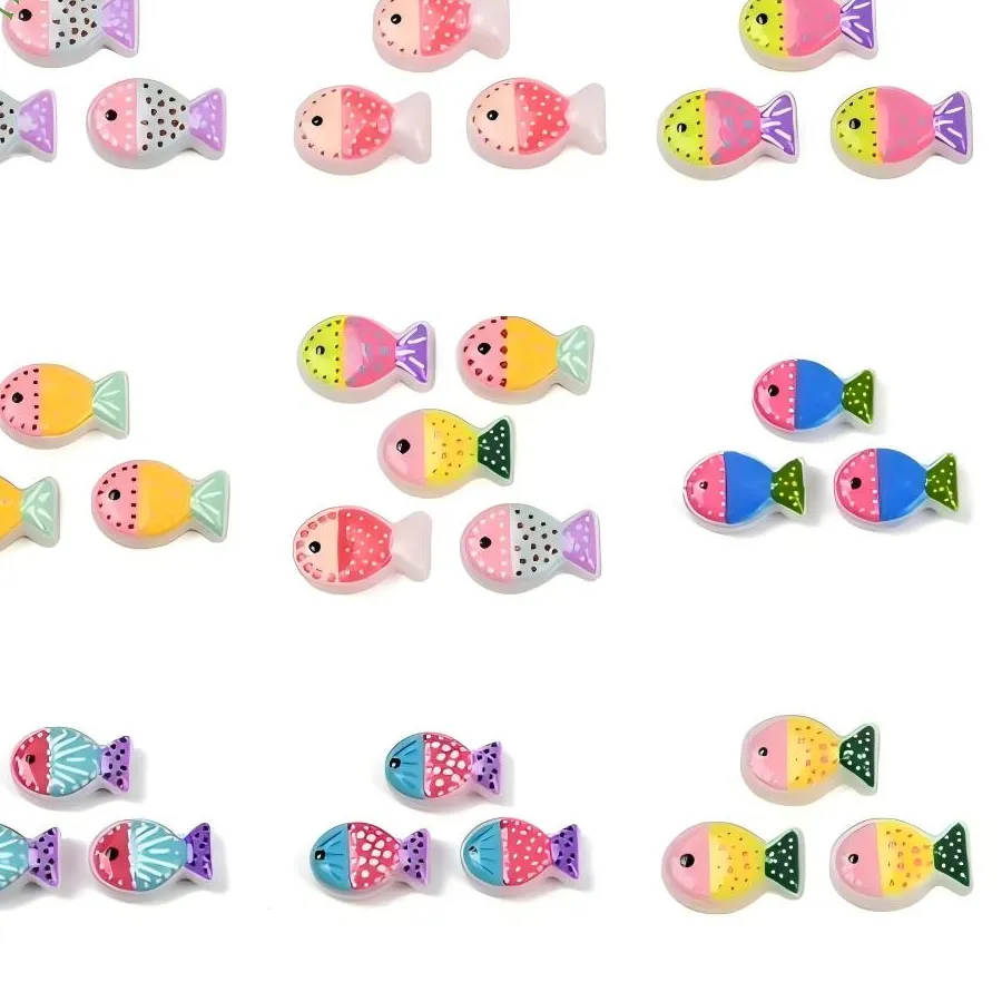 Authentic Vibrant Enamel Fish Beads of Flowing Fortune