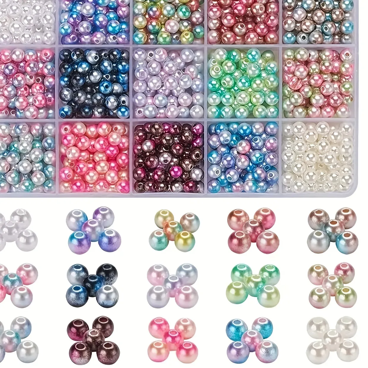 Authentic 6mm dual color spray painted acrylic set box, DIY jewelry bracelet