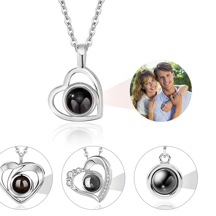 Authentic Personalized Picture Projection Necklace Custom Photo Pendant Necklace Love Memorial Birthday For Mom Wife Valentine