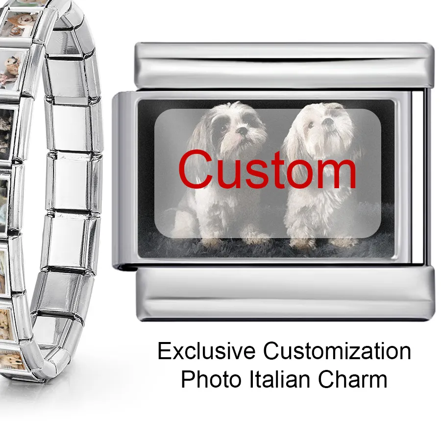 Authentic 1Pc 9Mm Personalization Customized Italian Custom Picture Logo Souvenir Bead Bracelet Jewelry Diy Making