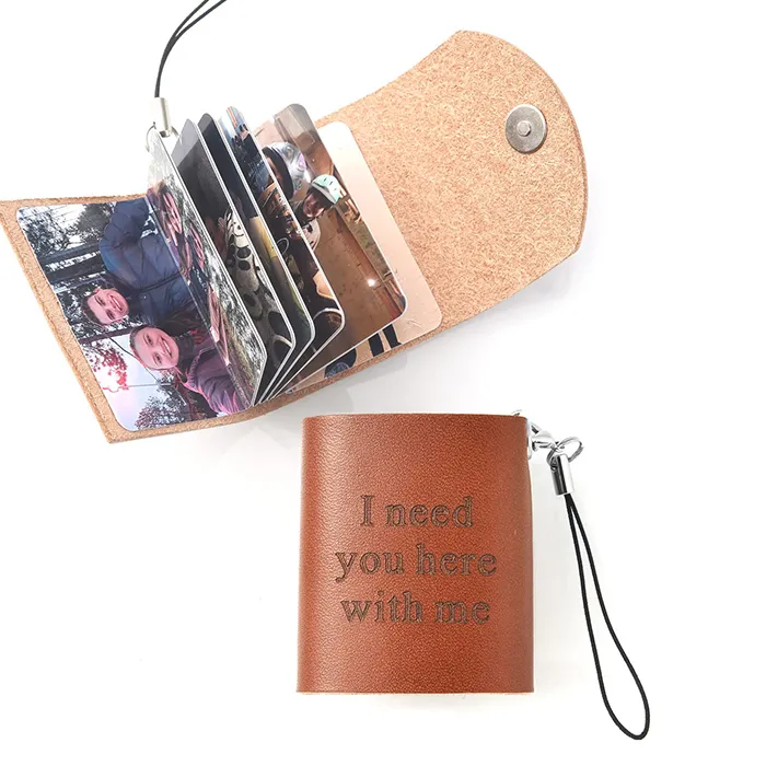 Authentic 10-12PCS Personalized Custom Photos Album Keychain Customized Pictures Real Leather Mini Photo Album Keyring for Jewelry