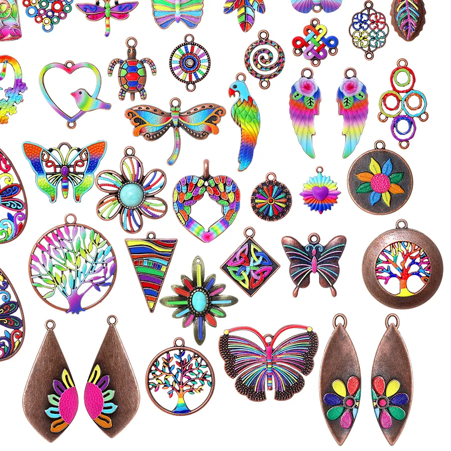Authentic Ethnic-Style Colorful Enamel Pendants — DIY Crafting Materials & Jewelry Accessories (Earrings, Necklaces, Charms)