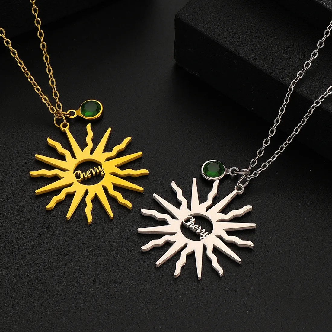Authentic Custom Name Necklace Ethnic Sun Totem Pendent Necklaces For Birthday Jewelry
