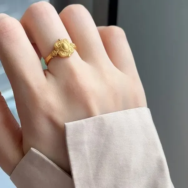 Authentic Exquisite and delicate Ethnic style flowing Baroque spiral leaf rings for women in luxury ring fine banquet jewelry