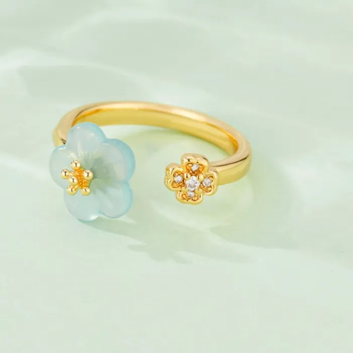 Authentic VENTFILLE 925 Sterling Silver Ring for Women Jade Plum Blossom Retro Ethnic Office Bohemia Jewelry Anniversary