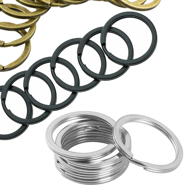 Authentic 10pcs/lot Out Size 25/28/30/32mm/35mm Black Metal Key Chains Split Ring High Quaility Key Rings Fit Bag Keychain Jewelry Making