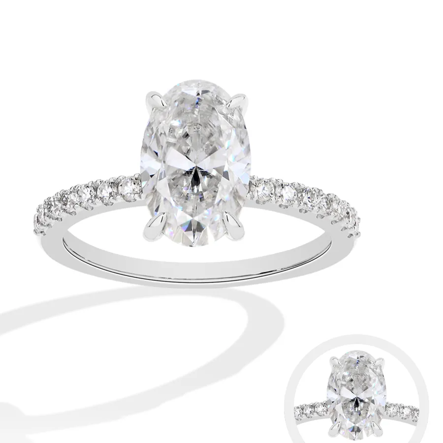 Authentic ATTAGEMS Oval Cut 3.0CT Moissanite Ring Solid 10K 14K 18K Gold For Women AU750 Engagement Rings Wedding Bride Fine Jewelry Gifts