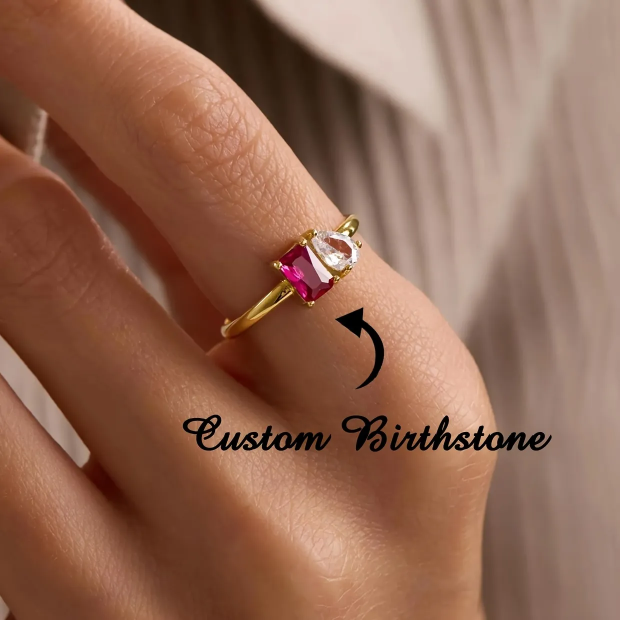 Authentic Trendy Zircon 12 Month Birthstone Rings For Women Gold Color Finger Ring Jewelry