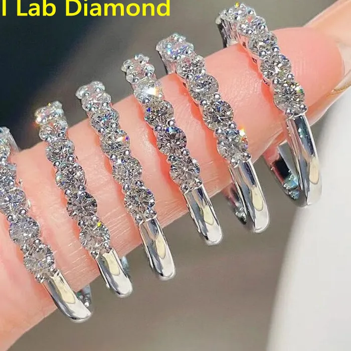 Authentic 7PCS round cut High-end Custom Jewelry IGI certificate real gold DE-VS-VVS Band RING Wedding ring engagement RING ﻿