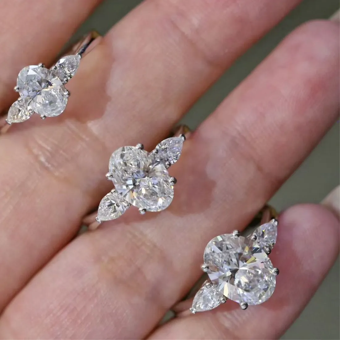 Authentic The Sacred Union Of Platinum And Gold A Three- Stone Pear- Shaped Diamond Ring