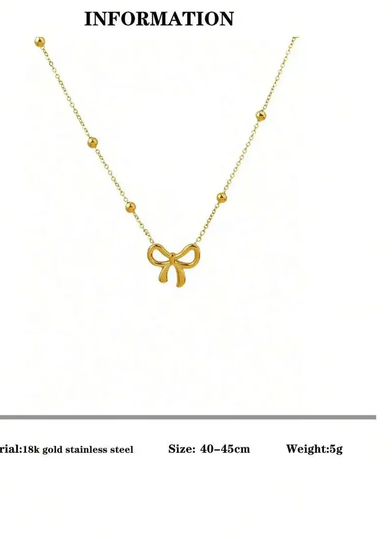 Authentic Whispers of Elegance - Enchanted Gold Chain Bow Pendant