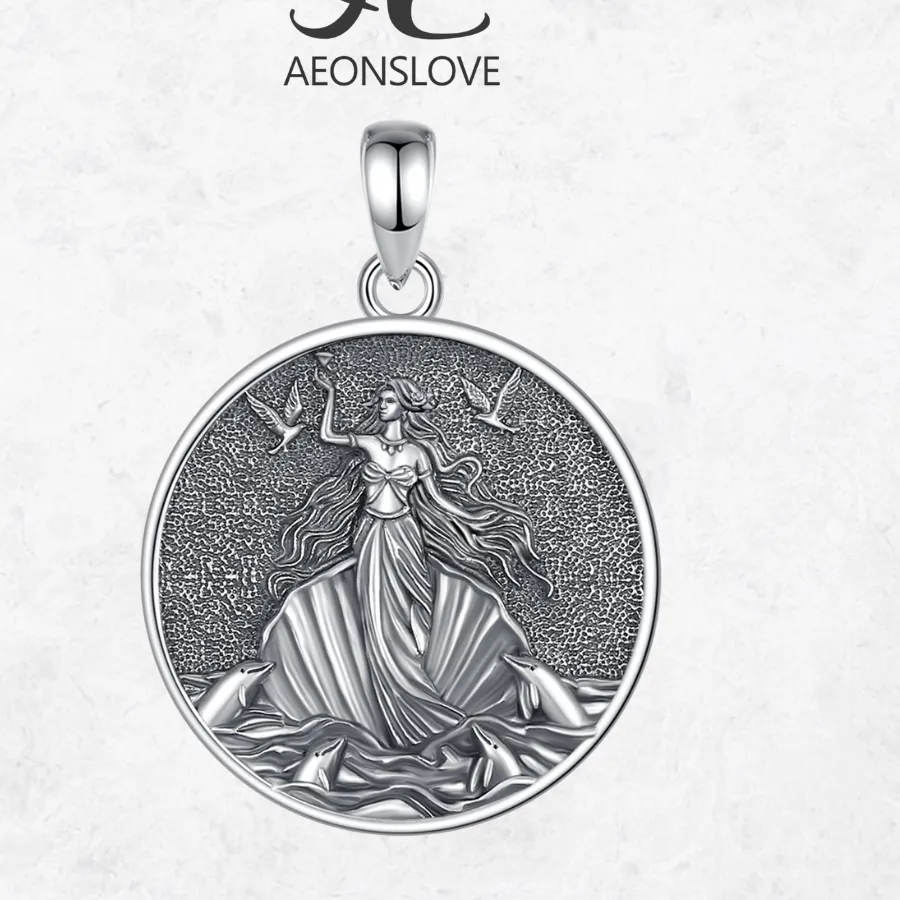 Authentic Aeonslove 925 Sterling Silver Aphrodite Goddess Necklace Greek Mythology Pendant Pagan Jewelry Spiritual