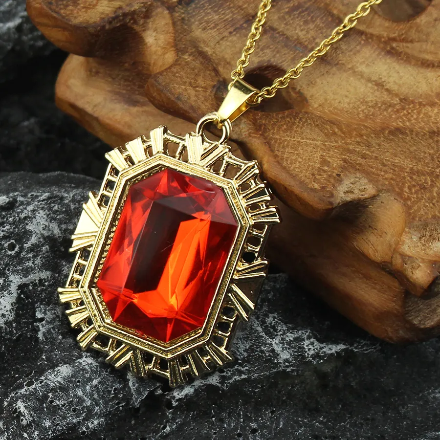 Authentic The Sandman Ruby Neckalce Cosplay King of Dreams Morpheus Red Stone Pendant Vintage Jewelry Costume Accessories Prop Fans