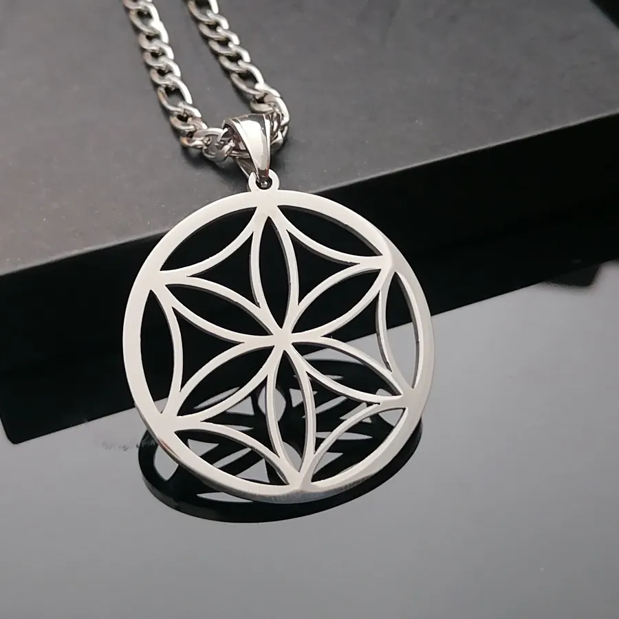 Authentic Punk High Polished Aphrodite Flower Symbol Pendant Necklace Nk Chain For 24''