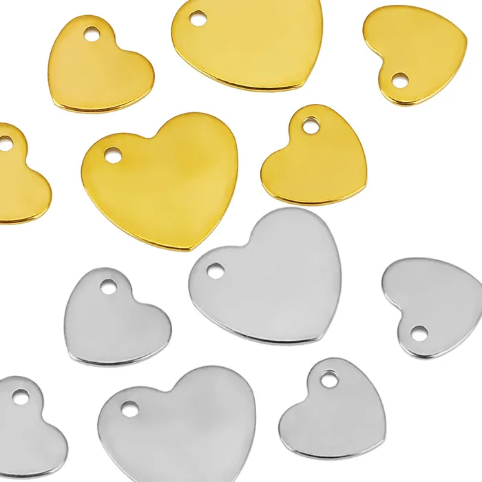 Authentic 20pcs PVD Never Fade Heart Charms Beads 9 13 mm Bracelet Earrings Charms Necklace End Beads for Jewelry Making