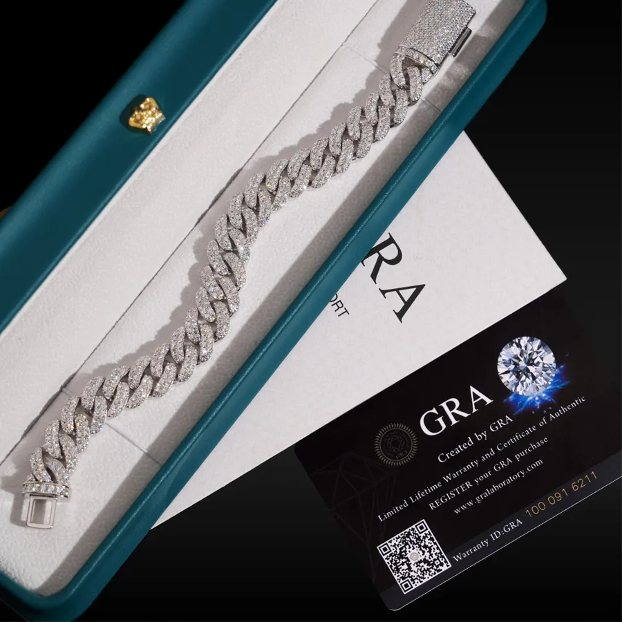 Authentic Mystic Bubble Moissanite Cuban Link Chain - Iced Out Men's S925 Silver Choker