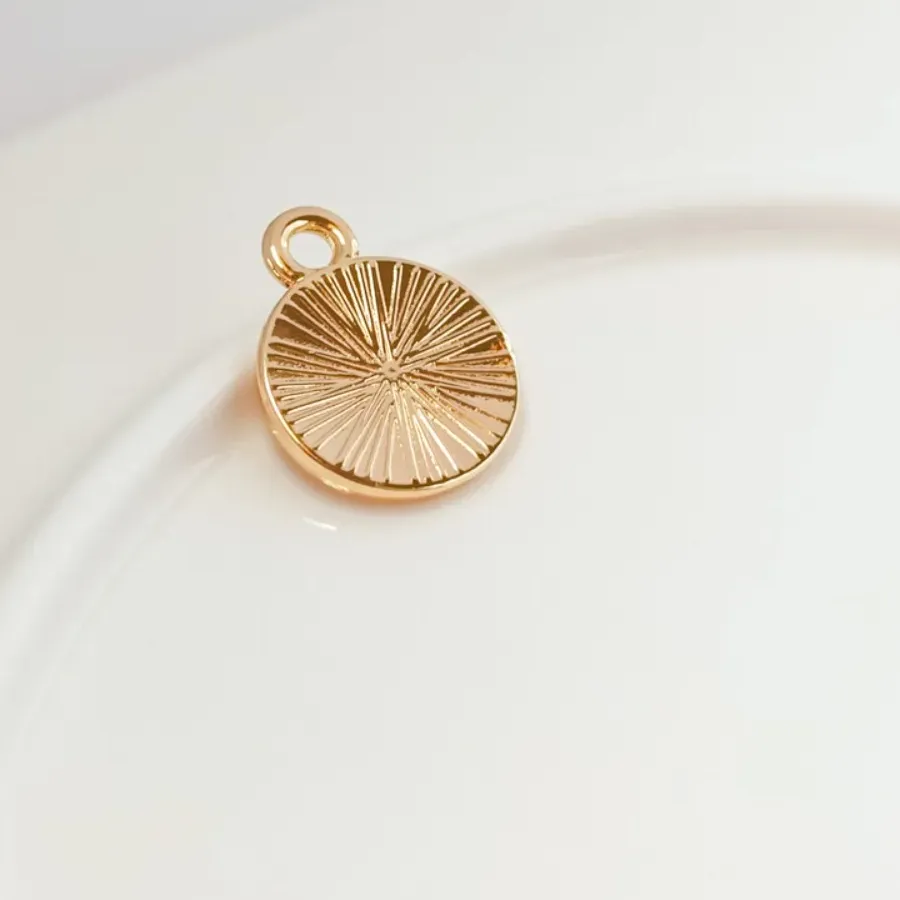 14K Gold- Plated Love Wire Pattern Round Pendant, 13Mm Bracelet Necklace Pendant, Diy Handmade Jewelry
