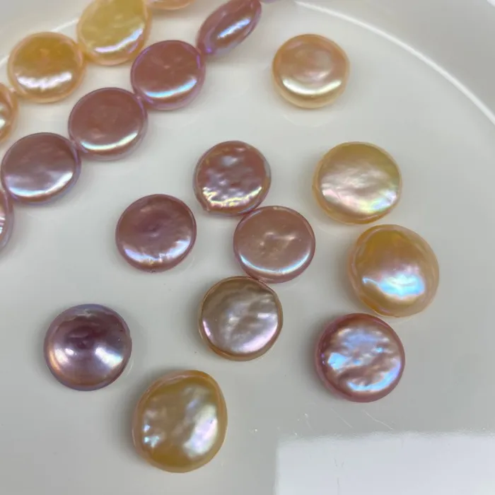 Authentic Natural 12-13mm Through-hole Button Loose Baroque Pearl Purple Jewelry Accessory DIY