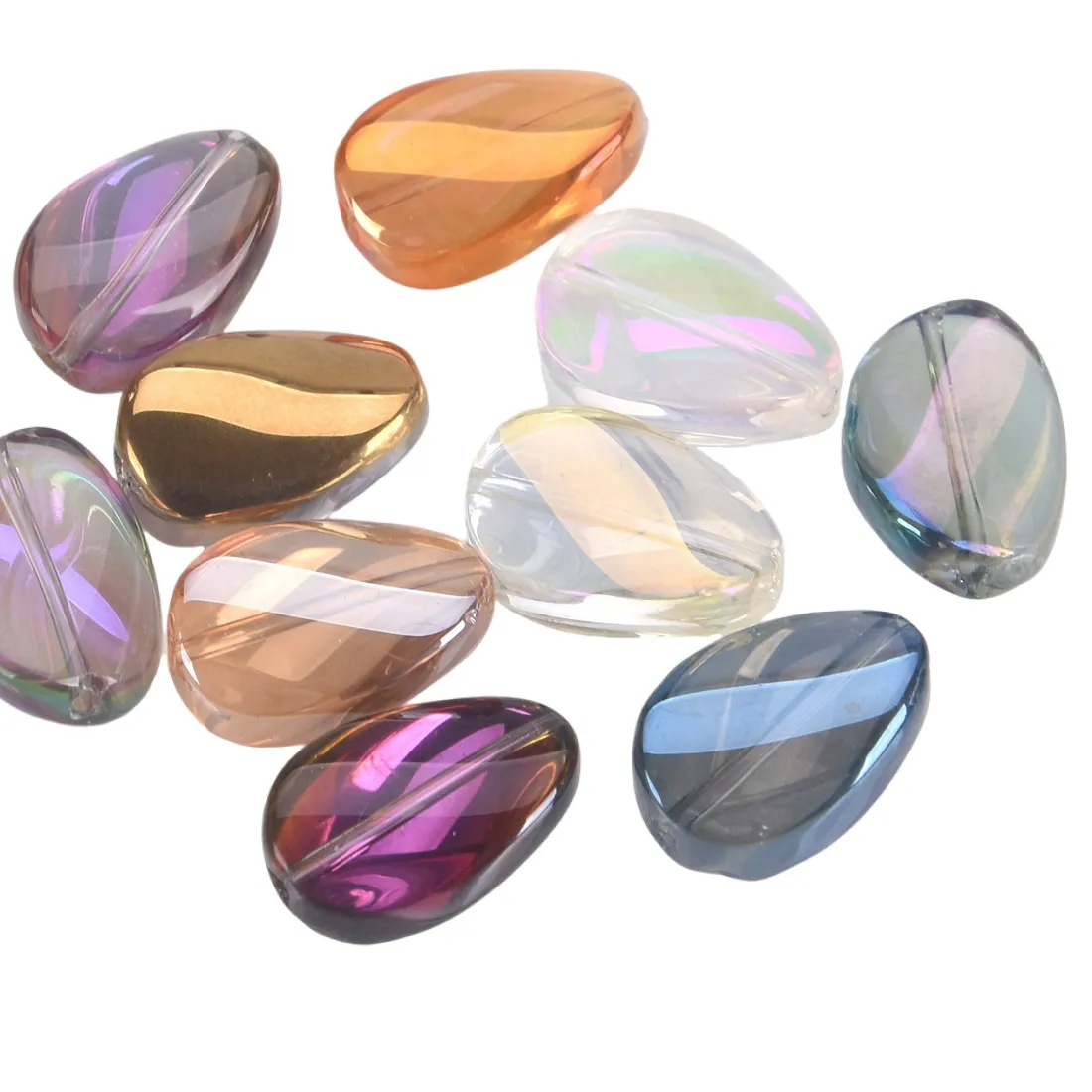 Authentic 10pcs Twisted Shape 19x13mm Colorful Plated Crystal Glass Loose Beads For Jewelry Making DIY Crafts Findings