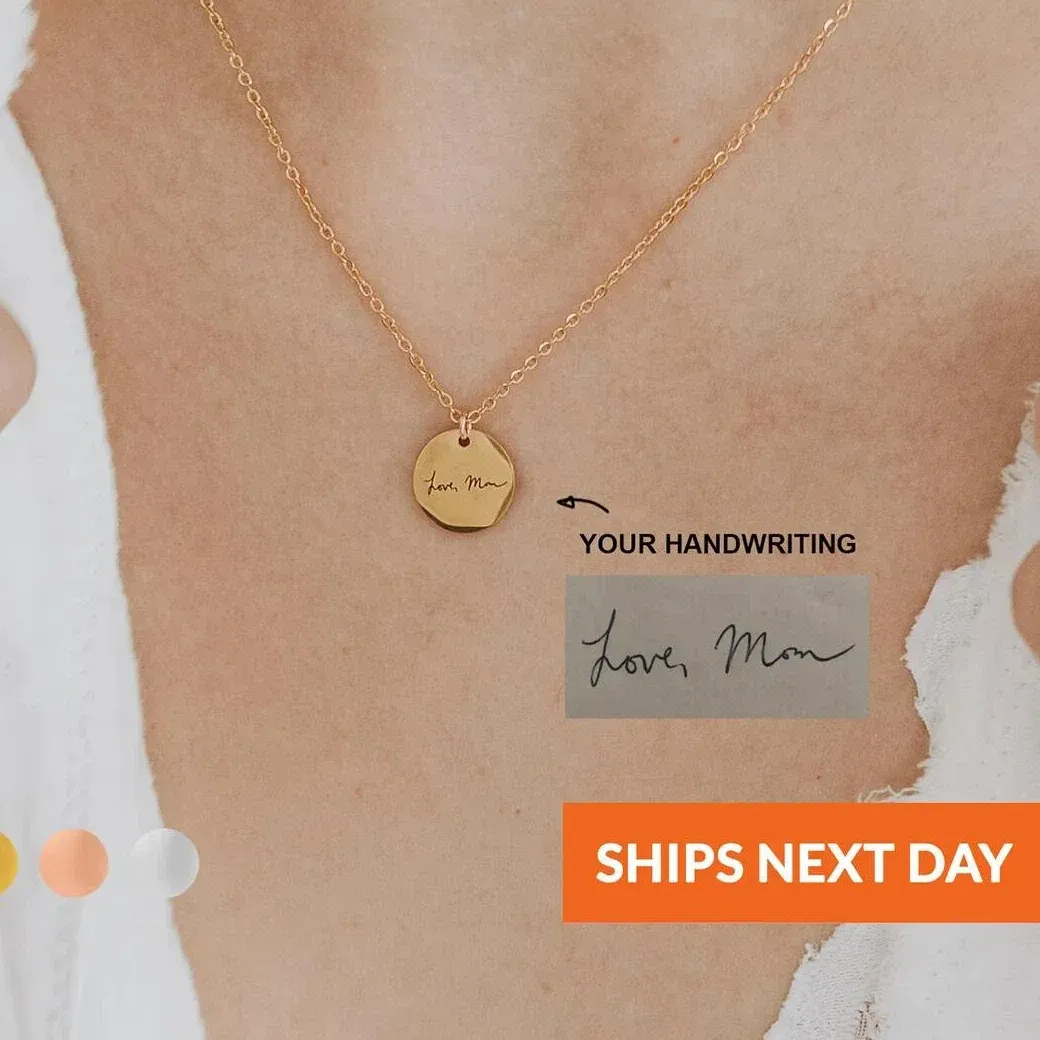 Authentic 13mm Actual Handwriting Necklace Custom Signature Jewelry Memorial Remembrance Sentimental Gifts Coin Personalized Disc