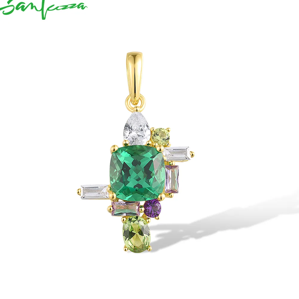 Authentic SANTUZZA Pure 925 Sterling Silver Pendant for Women Sparkling Multi Gem Stone Delicate Wedding Party Gifts Fine Jewelry Sets