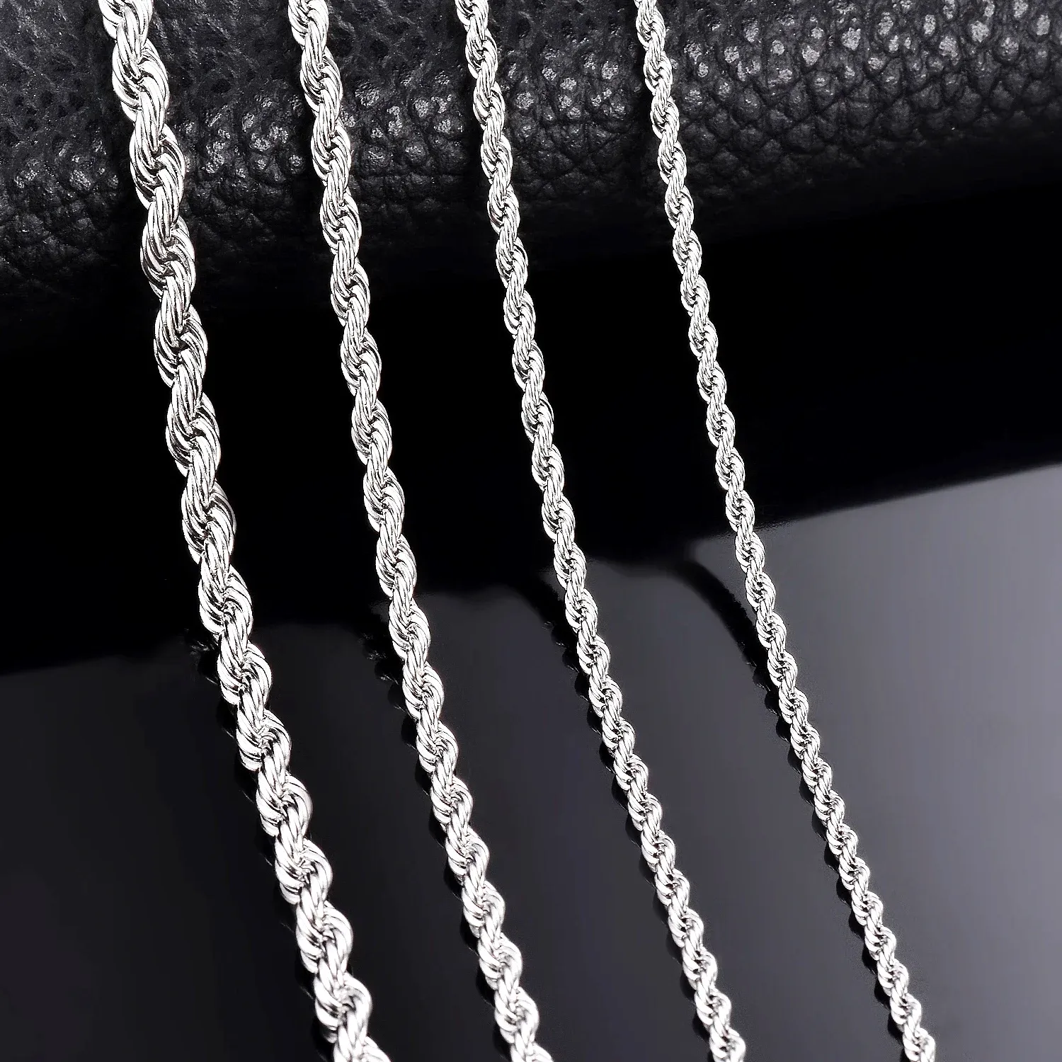 Authentic 1 piece 925 sterling silver Width 2mm/3mm/4mm Rope Chain Necklace/Bracelet For Men Women Man Fashion Chain Necklace