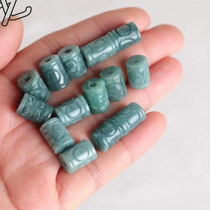 Authentic Celestial Jade Cascade: 5‑Piece Blue Water Money Beads for Harmony & Fortune