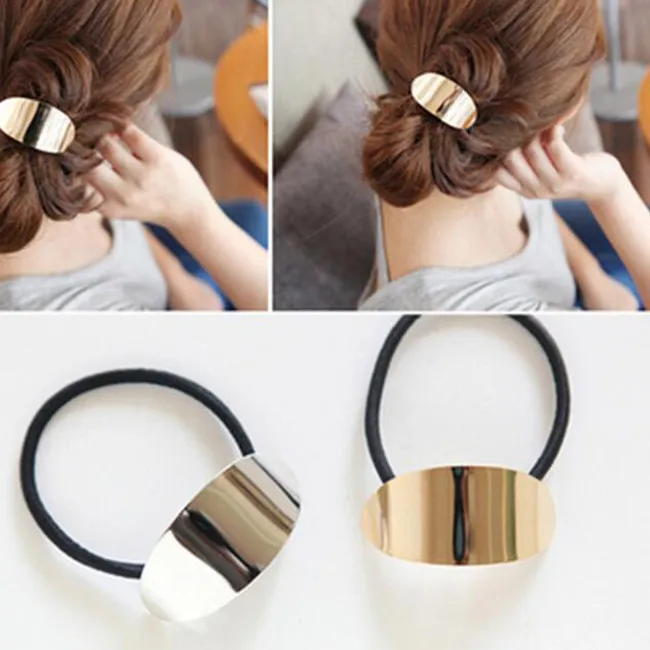 Authentic 2017 Arrival Personality Charm Hair Band Elastic Punk Ponytail Holder Metal Ornaments Rope Patterns Hairbands Hot