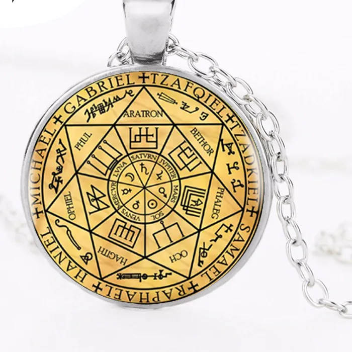 Authentic 2017 Seals Of The Seven Archangels Pendant Choker Statement Round Necklace For Women Dress Accessories Glass Photo Jewerly HZ1