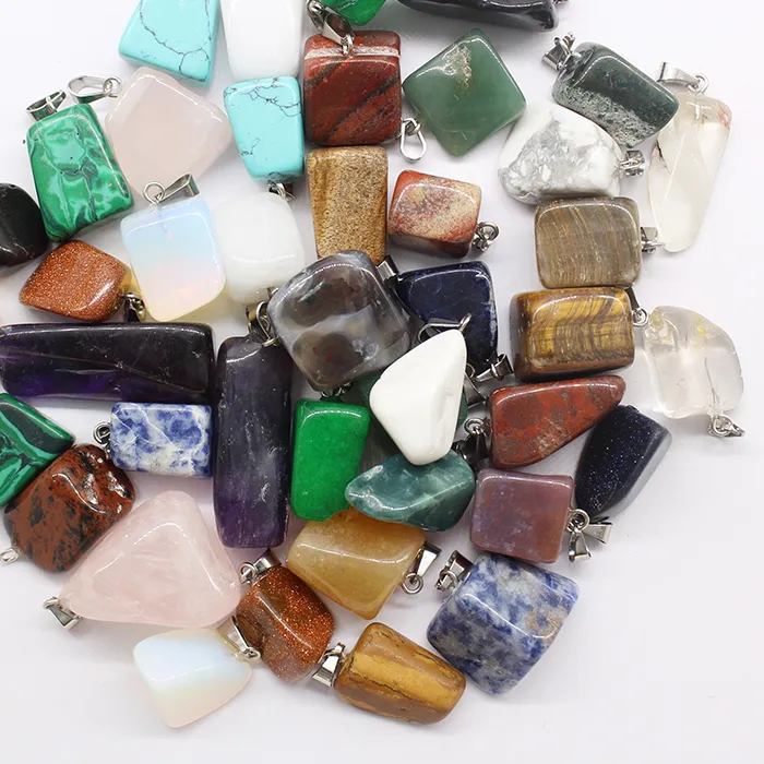Authentic 30Pcs 2017 Selling Assorted Natural Stone Mixed Irregular Shape Pendants Charms Jewelry Free Shippingdz